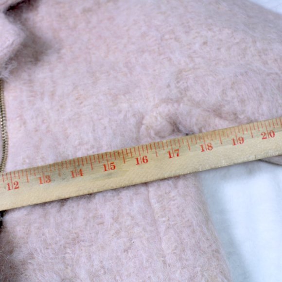 Zara Women Blush Pale Pink Fuzzy Cropped Moto Jacket - Picture 8 of 10